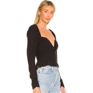 * NEW Free People Chloe Black Smocked Sweetheart Neckline Top Size XS